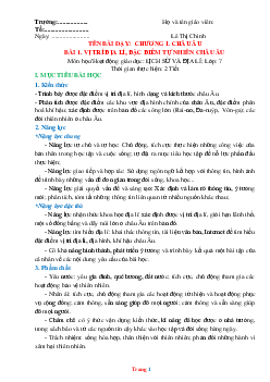 Giáo án môn Địa lớp 7 chân trời sáng tạo học kỳ 1