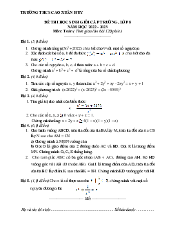 Đề thi HSG Toán 8 năm 2022 – 2023 trường THCS Cao Xuân Huy – Nghệ An