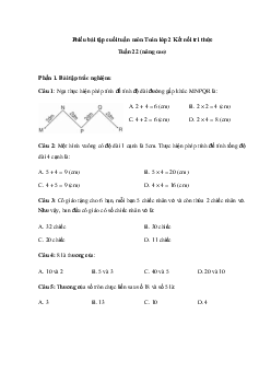 Đề kiểm tra cuối tuần Toán lớp 2 Kết nối tri thức - Tuần 22 (nâng cao)
