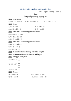 Bài tập ôn hè Toán Tiếng việt lớp 2 lên 3