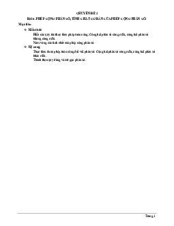 Chuyên đề phép cộng phân số, tính chất cơ bản của phép cộng phân số Toán 6