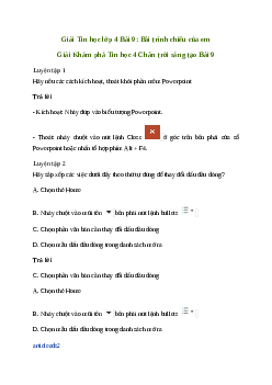 Giải Tin học lớp 4 Bài 9: Bài trình chiếu của em | Chân trời sáng tạo