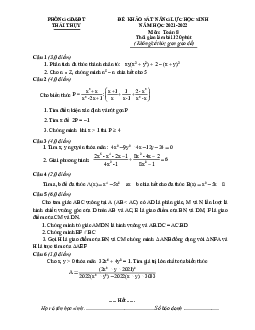 Đề khảo sát năng lực Toán 8 năm 2021 – 2022 phòng GD&ĐT Thái Thụy – Thái Bình