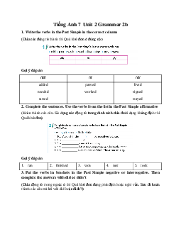 Tiếng Anh 7 Right On Unit 2 Grammar 2b