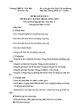 Bài 4: Hai mặt phẳng song song | Giáo án Toán 11 Cánh diều