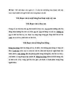 Viết đoạn văn tả một bông hoa hoặc một cây rau | Văn mẫu Tiếng việt 4| Cánh diều