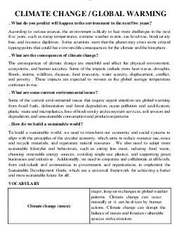 Climate Change | Listening and speaking B2 | Đại học Khoa học Xã hội và Nhân văn, Đại học Quốc gia Thành phố HCM