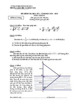 Đề thi học kỳ 1 Toán 9 năm 2019 – 2020 phòng GD&ĐT Quận 4 – TP HCM