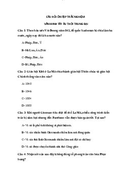 Bộ câu hỏi trắc nghiệm văn minh tây âu thời trung đại | Đại học Sư Phạm Hà Nội