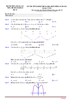 Đề ôn thi TN THPT 2021 Toán chuẩn cấu trúc đề minh họa -Đề 11 (có lời giải chi tiết và đáp án)