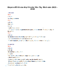 Đề thi vào 10 môn Ngữ văn năm 2023 - 2024 sở GD&ĐT Tây Ninh