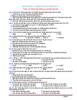 Trắc Nghiệm Sử 9 Bài 11: Trật tự thế giới mới sau chiến tranh thế giới thứ hai (có đáp án)