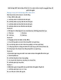 Giải bài tập SBT Lịch sử lớp 10 bài 34: Các nước tư bản chuyển sang giai đoạn đế quốc chủ nghĩa