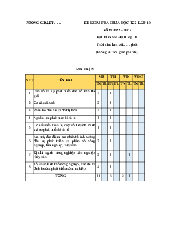 Đề thi giữa học kì 2 Địa lí lớp 10 năm 2022 - 2023 | Chân trời sáng tạo đề 1