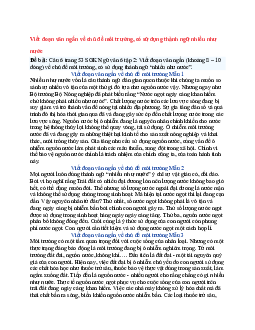 Văn mẫu lớp 6 Cánh diều bài Viết đoạn văn ngắn về chủ đề môi trường, có sử dụng thành ngữ nhiều như nước