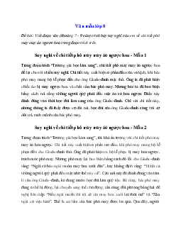 Văn mẫu Ngữ Văn lớp 8: Viết đoạn văn trình bày suy nghĩ của em về chi tiết phó may may áo ngược hoa | Kết nối tri thức