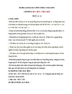 Chủ đề 8: Đồ chơi | Bài 1 | Giáo án Tiếng Việt 1 bộ sách Chân trời sáng tạo