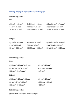 Toán lớp 4 trang 35 Bài 57: Mi-li-mét vuông Chân trời sáng tạo