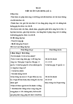Giáo án Toán 1 - Tuần 30 | sách Cùng học để phát triển năng lực