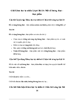 Giải Khoa học tự nhiên 6 Bài 14: Một số lương thực - thực phẩm - Chân Trời Sáng Tạo
