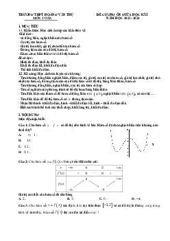 Đề cương giữa kỳ 1 Toán 12 năm 2023 – 2024 trường Hoàng Văn Thụ – Hà Nội