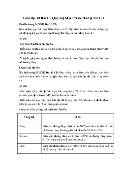 Giải Địa 10 Bài 15: Quy luật địa đới và phi địa đới CD