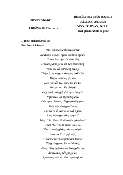 Đề thi học kì 1 môn Ngữ văn 11 năm 2023 - 2024 sách Chân trời sáng tạo | đề 1