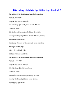 Bài thực hành số 3 Hóa học 10