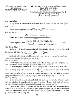 Đề giao lưu HSG tỉnh Toán 11 năm 2019 – 2020 trường Bá Thước – Thanh Hóa