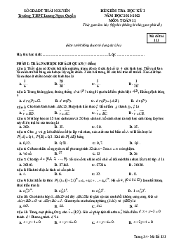 Đề thi HK1 Toán 11 năm 2021 – 2022 trường THPT Lương Ngọc Quyến – Thái Nguyên