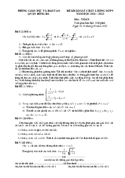 Đề khảo sát chất lượng Toán 9 năm 2021 – 2022 phòng GD&ĐT Đống Đa – Hà Nội