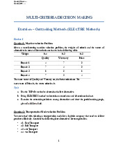 Exercises – Outranking Methods (ELECTRE Methods) | Bài tập học phần Multi-Criteria Decision Making | Trường Đại học Quốc tế, Đại học Quốc gia Thành phố Hồ Chí Minh