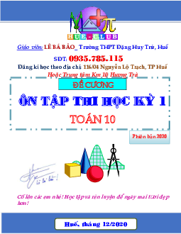 343 câu trắc nghiệm ôn thi học kỳ 1 Toán 10 – Lê Bá Bảo