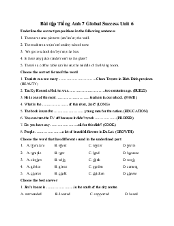 Bài tập Tiếng Anh 7 Global Success Unit 6