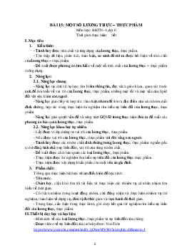 Giáo án Khoa học tự nhiên 6 sách Kết nối tri thức với cuộc sống Bài 15