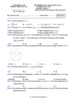 Đề thi KSCL Toán 12 năm 2018 – 2019 trường THPT Sơn Tây – Hà Nội lần 1