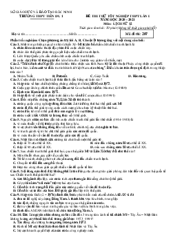 Đề thi thử tốt nghiệp môn Lịch Sử 2021 trường THPT Tiên Du lần 1 (có đáp án)