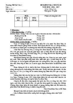 Đề thi học kì 2 môn Tiếng Việt lớp 4 trường tiểu học Tài Văn 2, Sóc Trăng năm 2016 - 2017