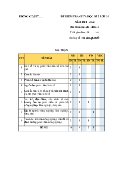 Đề thi giữa học kì 2 môn Địa lý 10 Chân trời sáng tạo năm học 2022 - 2023