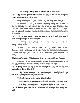 Đề cương ôn tập học kì 2 môn Khoa học lớp 4 năm 2024