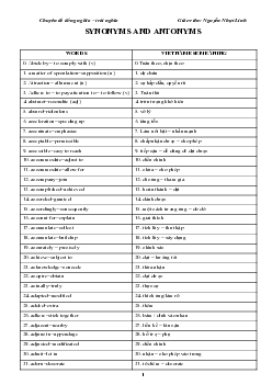 Chuyên đề đồng nghĩa – trái nghĩa SYNONYMS AND ANTONYMS Giáo viên Nguyễn Nhựt Linh (943 từcụm từ)
