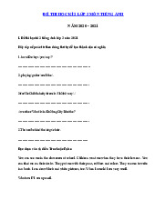 Đề Thi Học Kì 2 Lớp 3 Môn Tiếng Anh - Tiếng Anh 3