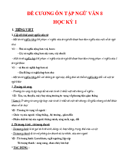 Đề cương ôn tập Ngữ văn 8 học kỳ 1 (có đáp án)