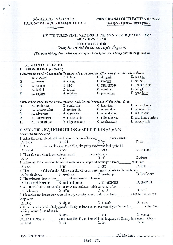 Đề thi vào lớp 10 THPT Chuyên môn Tiếng Anh trường Đại học sư phạm Thành Phố Hồ Chí Minh năm học 2015-2016
