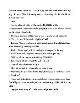 Giải SGK Lịch sử 8 bài 12: Chiến tranh thế giới thứ nhất (1914 -1918) | Chân trời sáng tạo