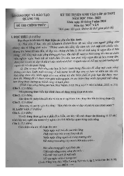 Đề thi tuyển sinh vào 10 môn Ngữ Văn của Sở GD&ĐT Quảng Trị năm học 2024 - 2025