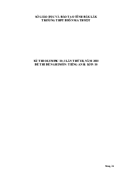 Đề thi (đề xuất) Olympic 10 tháng 3 lần thứ 3 môn Tiếng Anh năm 2019 môn Tiếng Anh 10 THPT Buôn Ma Thuật