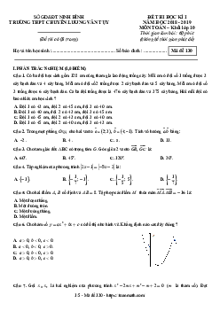 Đề thi HK1 Toán 10 năm 2018 – 2019 trường chuyên Lương Văn Tụy – Ninh Bình