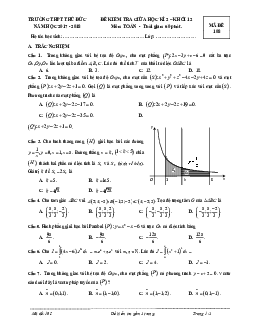 Đề kiểm tra giữa học kì 2 Toán 12 năm học 2017 - 2018 trường THPT Thủ Đức - TP. HCM