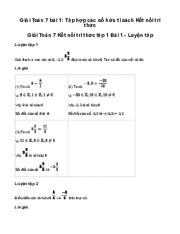 Giải Toán 7 Bài 1: Tập hợp các số hữu tỉ | Kết nối tri thức